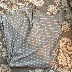 Gray and White Striped maternity dress